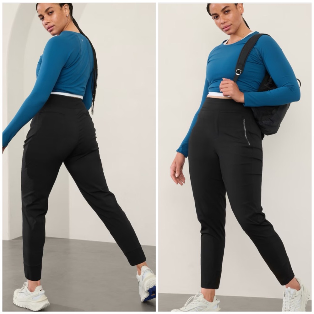 Athleta high rise Trekkie joggers pants black 2